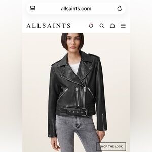 All Saints Black Leather Balfern Moto Jacket